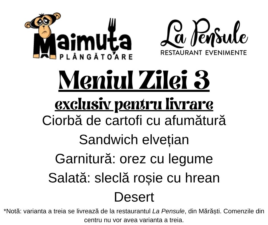 Prânzul Maimuței 3 - Preluam comenzi intre orele 10.00-11.30